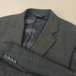 Joseph Feiss Hold 44L Mens Blazer Jacket Plaid 22x33 Charcoal